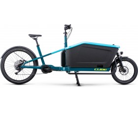 VELO CARGO ELECTRIQUE CUBE CARGO SPORT HYBRID 500 BLUE N LIME 2024