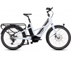 VELO CARGO ELECTRIQUE CUBE LONGTAIL SPORT HYBRID 725 FLASHWHITE N REFLEX 2024