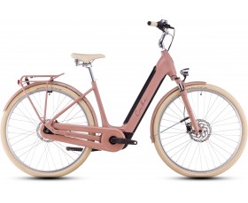 VELO URBAIN ELECTRIQUE CUBE ELLA HYBRID 500 OLDPINK N PLUM  EASY ENTRY 2025